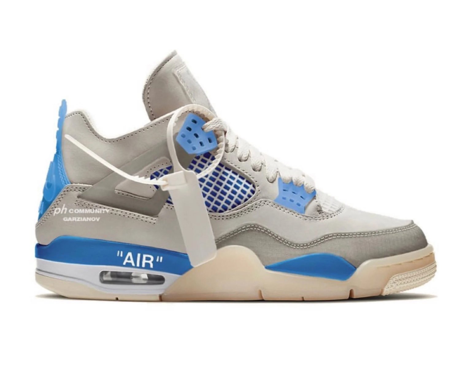 off-white x air jordan 4 « military blue »