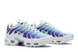 a pair of blue and white Womens sneakers